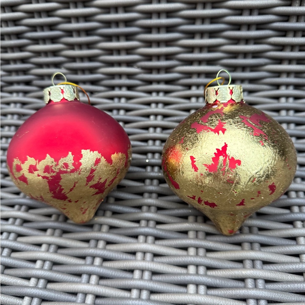 Grandin Road Red and Gold Holiday Ornaments